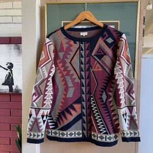 Geometric Patterned Sweater  Multicolor